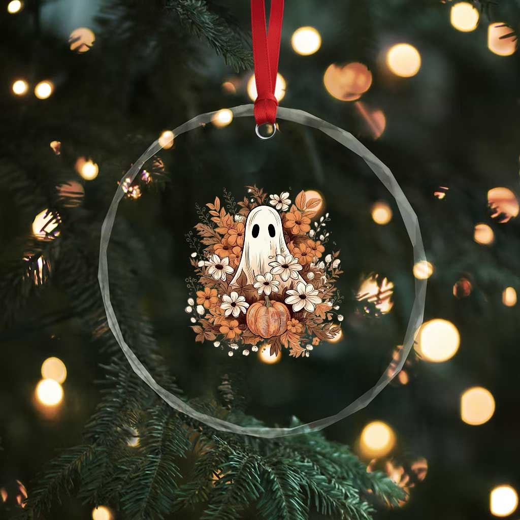 Halloween Ghost Crystal Glass Ornament Vintage Floral Pumpkin Glitter Print TS11 Print Your Wear