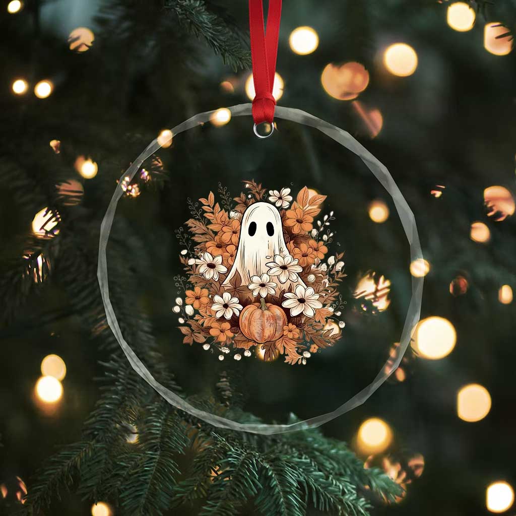 Halloween Ghost Crystal Glass Ornament Vintage Floral Pumpkin Glitter Print TS11 Print Your Wear