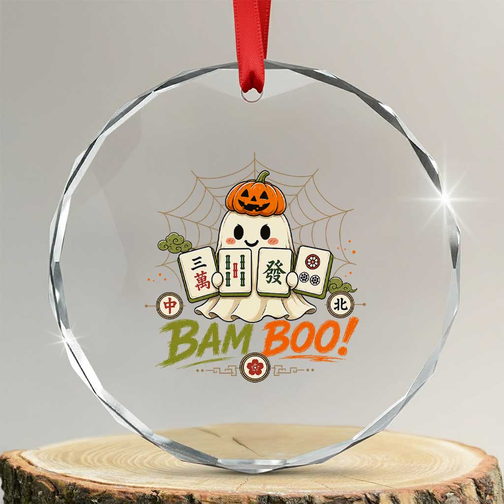 Halloween Ghost Playing Mahjong Spooky Boo Funny Costume Crystal Glass Ornament Mahjong Lover Gift TS10 Transparent Glass 3'' Circle Print Your Wear