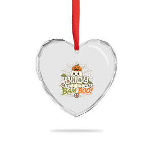 Halloween Ghost Playing Mahjong Spooky Boo Funny Costume Heart Crystal Glass Ornament Mahjong Lover Gift