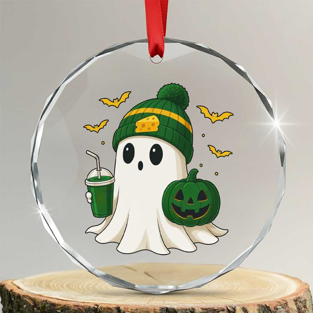 Halloween Packers Ghost Crystal Glass Ornament Pumpkin Ghost Costume Cheesehead TS10 Transparent Glass 3'' Circle Print Your Wear