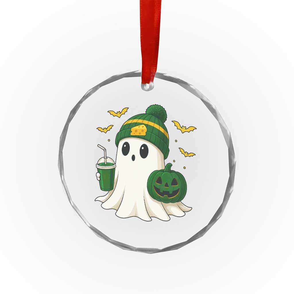 Halloween Packers Ghost Crystal Glass Ornament Pumpkin Ghost Costume Cheesehead TS10 Transparent Glass 3'' Circle Print Your Wear