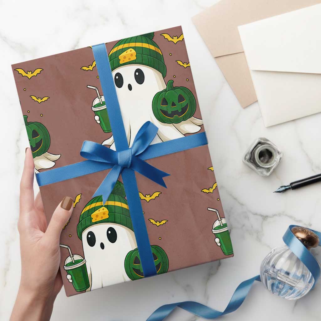 Halloween GB Ghost Wrapping Paper Roll Pumpkin Ghost Costume Cheesehead TS10 Mocha Print Your Wear