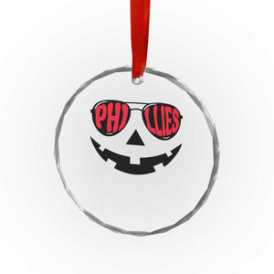 Halloween Phillies Crystal Glass Ornament Philadelphia Baseball Red October Jackolantern Pumpkin Face TS10 Print Your Wear
