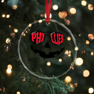 Halloween Phillies Crystal Glass Ornament Philadelphia Baseball Red October Jackolantern Pumpkin Face TS10 Print Your Wear