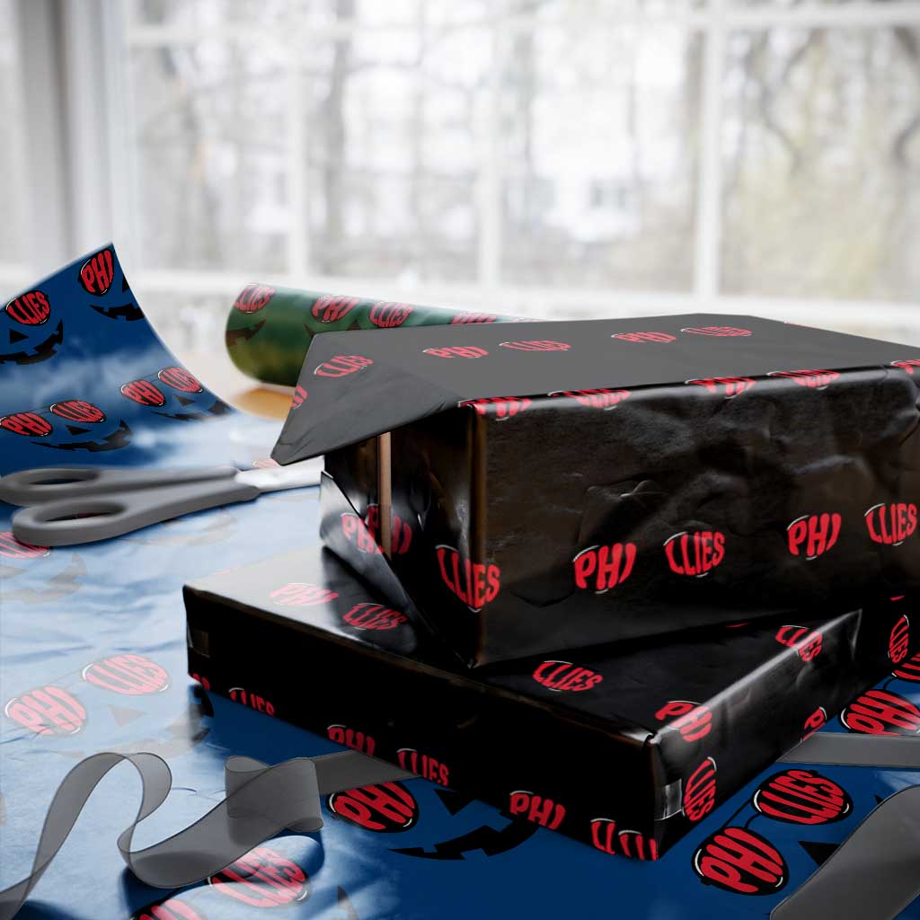 Halloween Phillies Wrapping Paper Roll Philadelphia Baseball Red October Jackolantern Pumpkin Face TS10 Black Print Your Wear