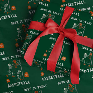 Halloween Skeleton Basketball Wrapping Paper Roll Funny Basketballer Sports Player TS10 Green Print Your Wear