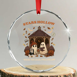 Halloween Stars Hollow Crystal Glass Ornament Retro Book Lover Cute Ghost Fall Pumpkin TS10 Transparent Glass 3'' Circle Print Your Wear