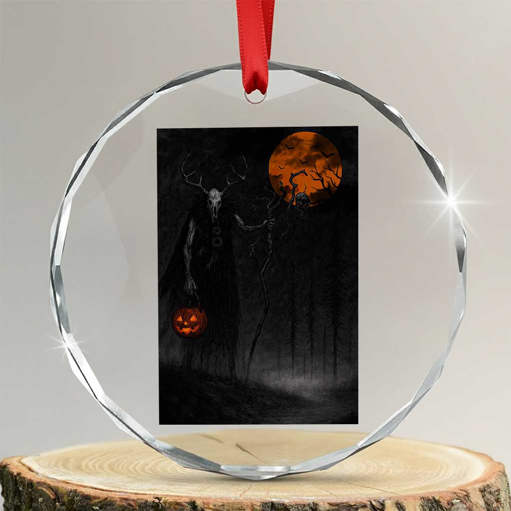 Halloween Wendigo Crystal Glass Ornament Scary Pumpkin Moon TS10 Transparent Glass 3'' Circle Print Your Wear
