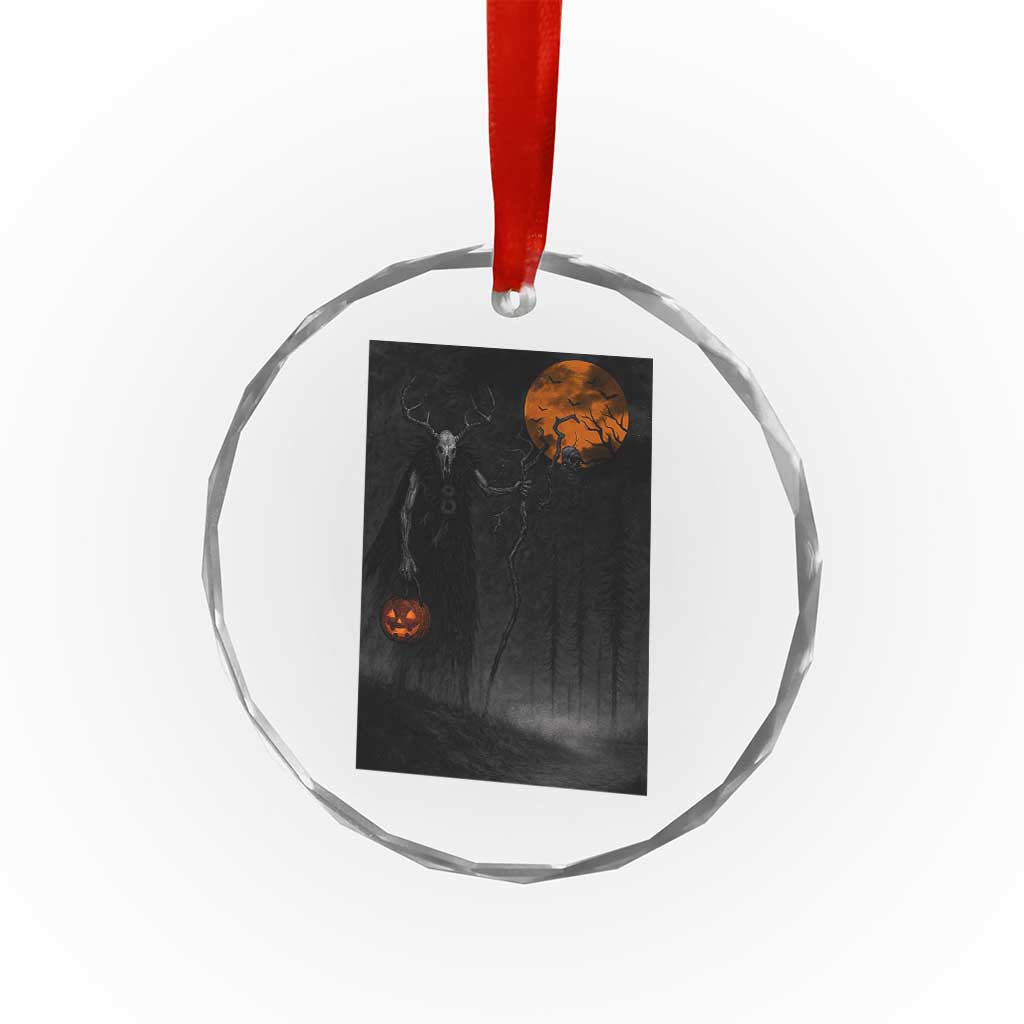 Halloween Wendigo Crystal Glass Ornament Scary Pumpkin Moon TS10 Transparent Glass 3'' Circle Print Your Wear