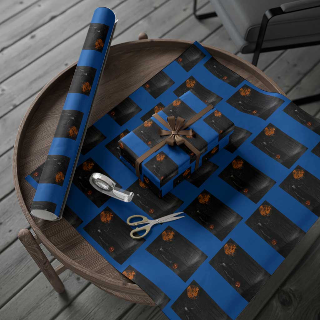 Halloween Wendigo Wrapping Paper Roll Scary Pumpkin Moon TS10 Blue Print Your Wear