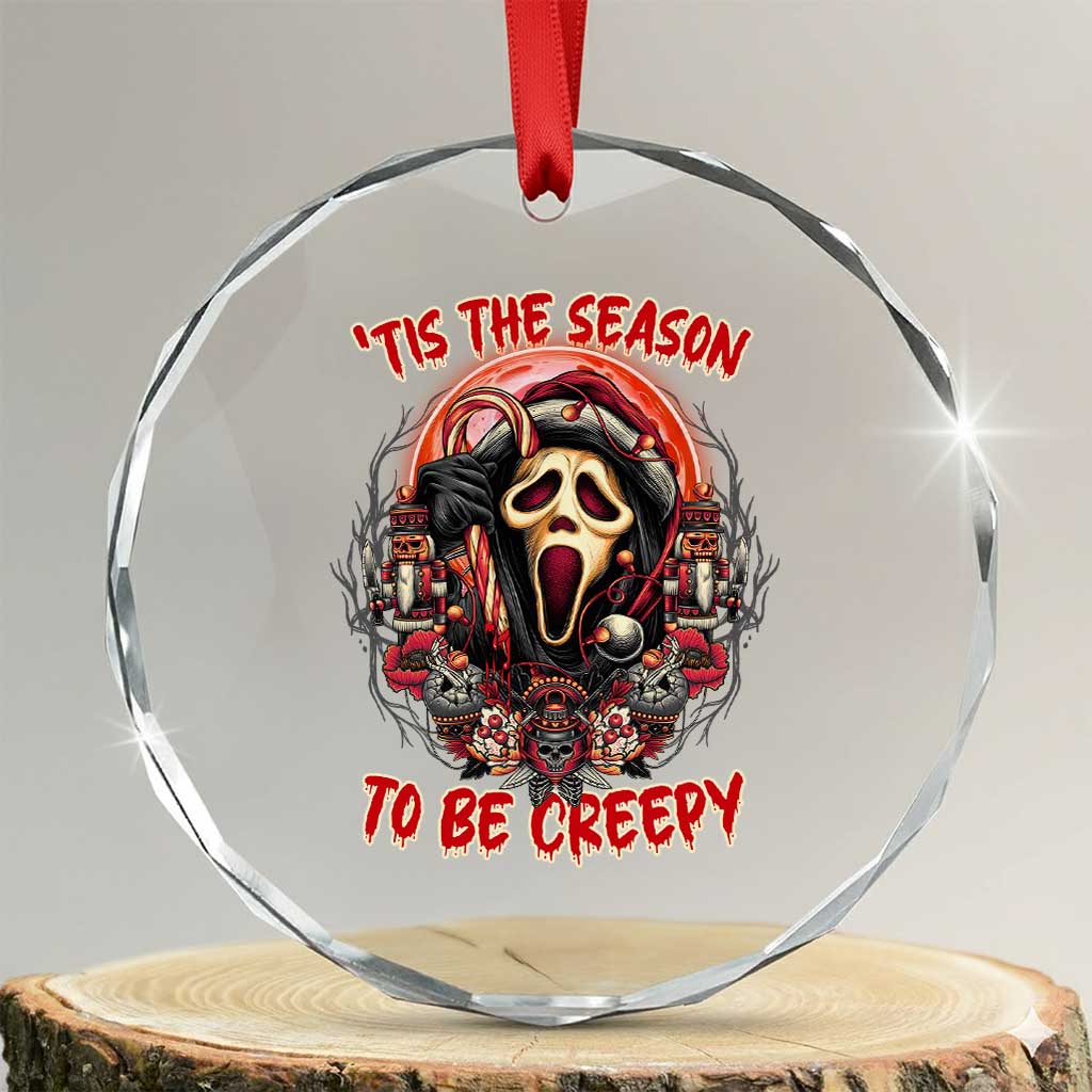 Halloween Xmas Crystal Glass Ornament Tis The Season To Be Creepy Ghost Horror Xmas TS11 Transparent Glass 3'' Circle Print Your Wear