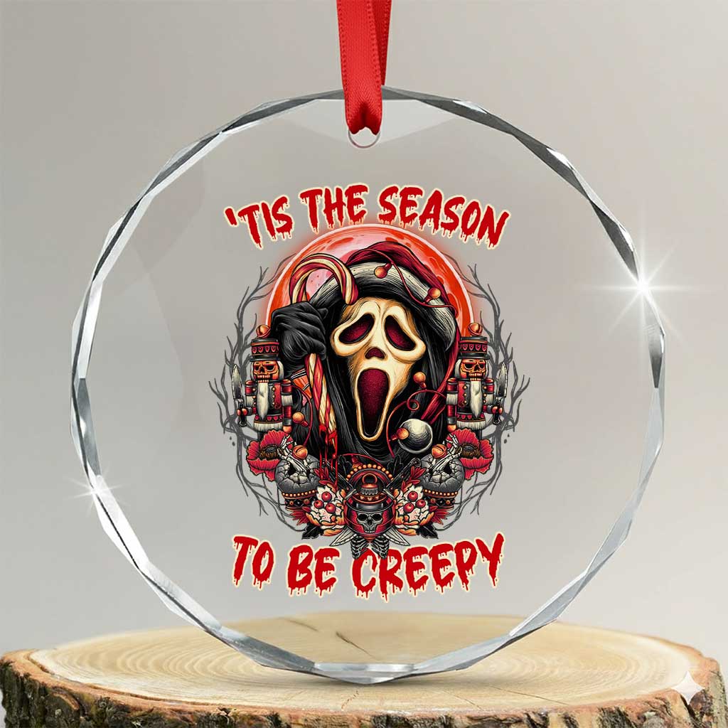 Halloween Xmas Crystal Glass Ornament Tis The Season To Be Creepy Ghost Horror Xmas TS11 Transparent Glass 3'' Circle Print Your Wear
