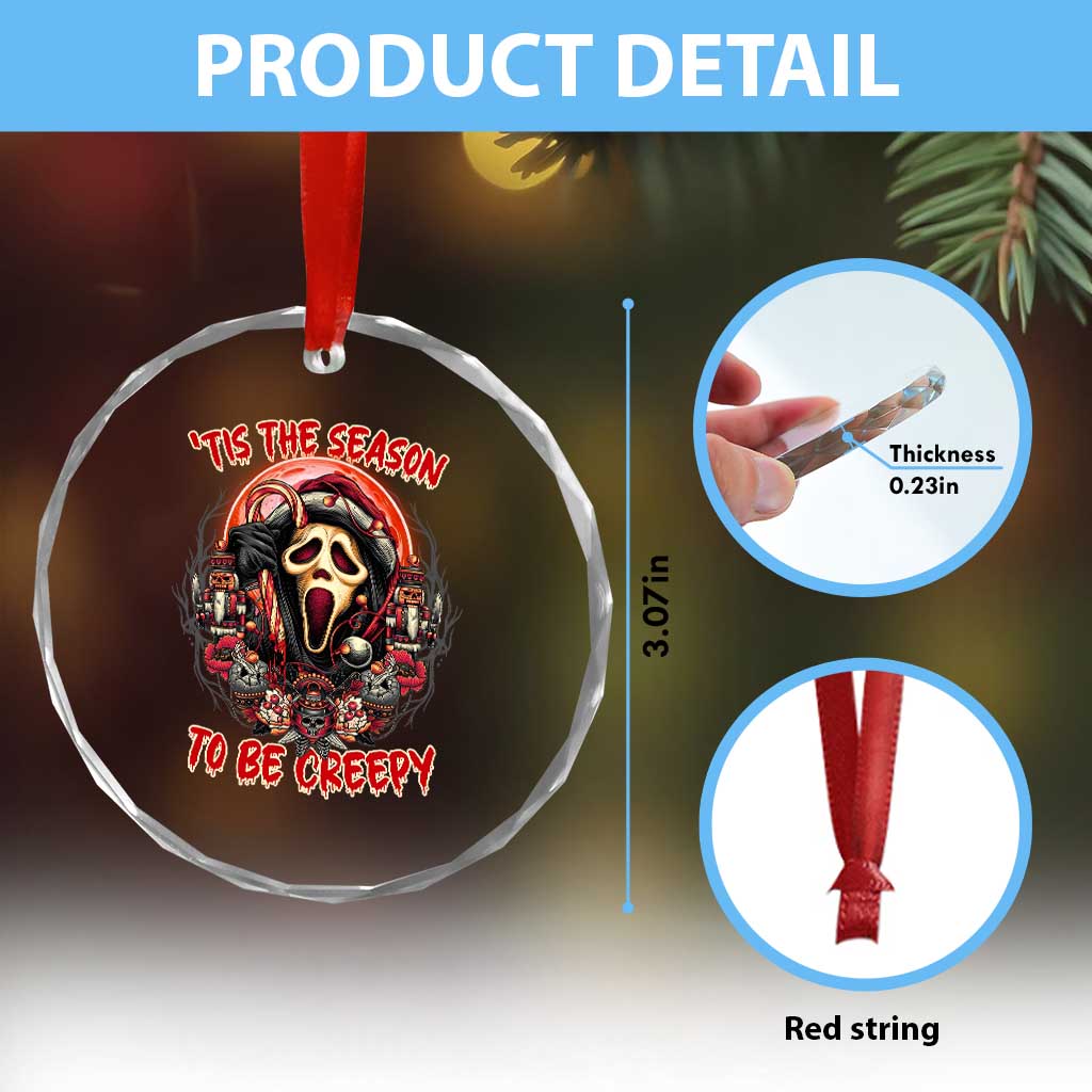 Halloween Xmas Crystal Glass Ornament Tis The Season To Be Creepy Ghost Horror Xmas TS11 Print Your Wear