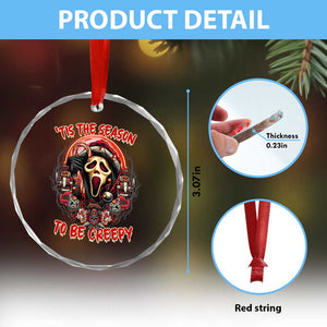 Halloween Xmas Crystal Glass Ornament Tis The Season To Be Creepy Ghost Horror Xmas TS11 Print Your Wear