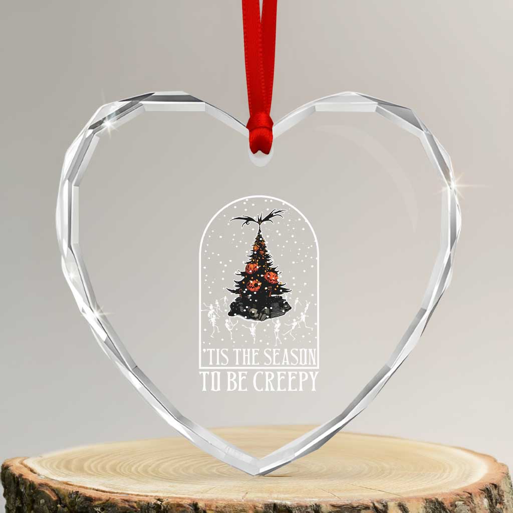 Halloween Xmas Heart Crystal Glass Ornament Tis The Season To Be Creepy Tree Skeleton Snowy TS11 Transparent Glass 3'' Heart Print Your Wear