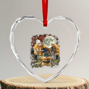 Hamster Deadlift Heart Crystal Glass Ornament Funny Cute Rat Fitness Gym Weightlifting Meme TS10 Transparent Glass 3'' Heart Print Your Wear
