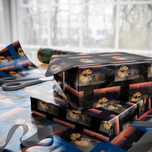 Hamster Drinking Iced Coffee Wrapping Paper Roll Funny Animal Chill City Sunset Headphones TS14 Black Print Your Wear