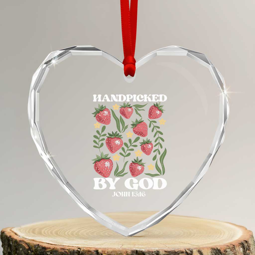 Handpicked By God Heart Crystal Glass Ornament Religious Christian Bible Verse Strawberries TS11 Transparent Glass 3'' Heart Print Your Wear
