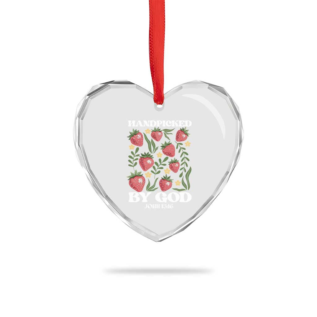 Handpicked By God Heart Crystal Glass Ornament Religious Christian Bible Verse Strawberries TS11 Print Your Wear