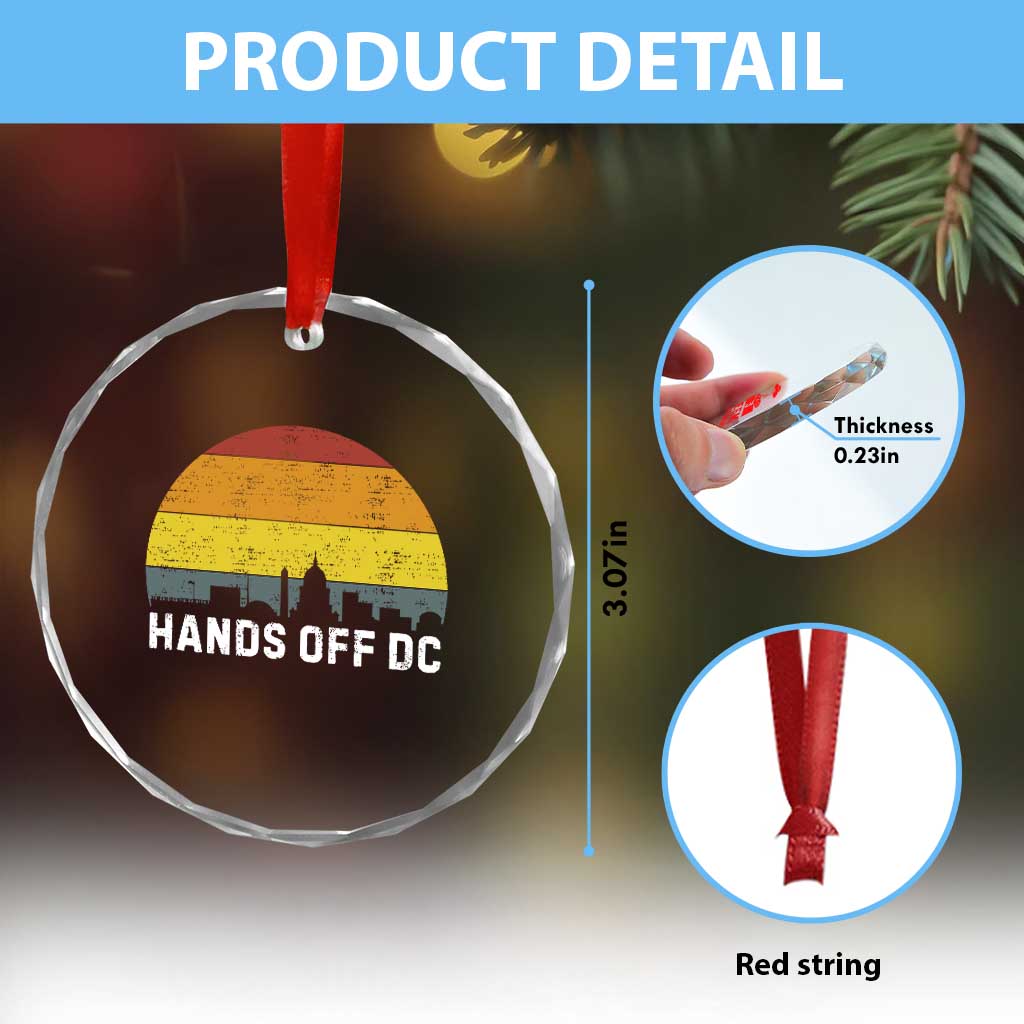 Hands Off DC Crystal Glass Ornament Retro Washington D.C. Skyline TS02 Print Your Wear