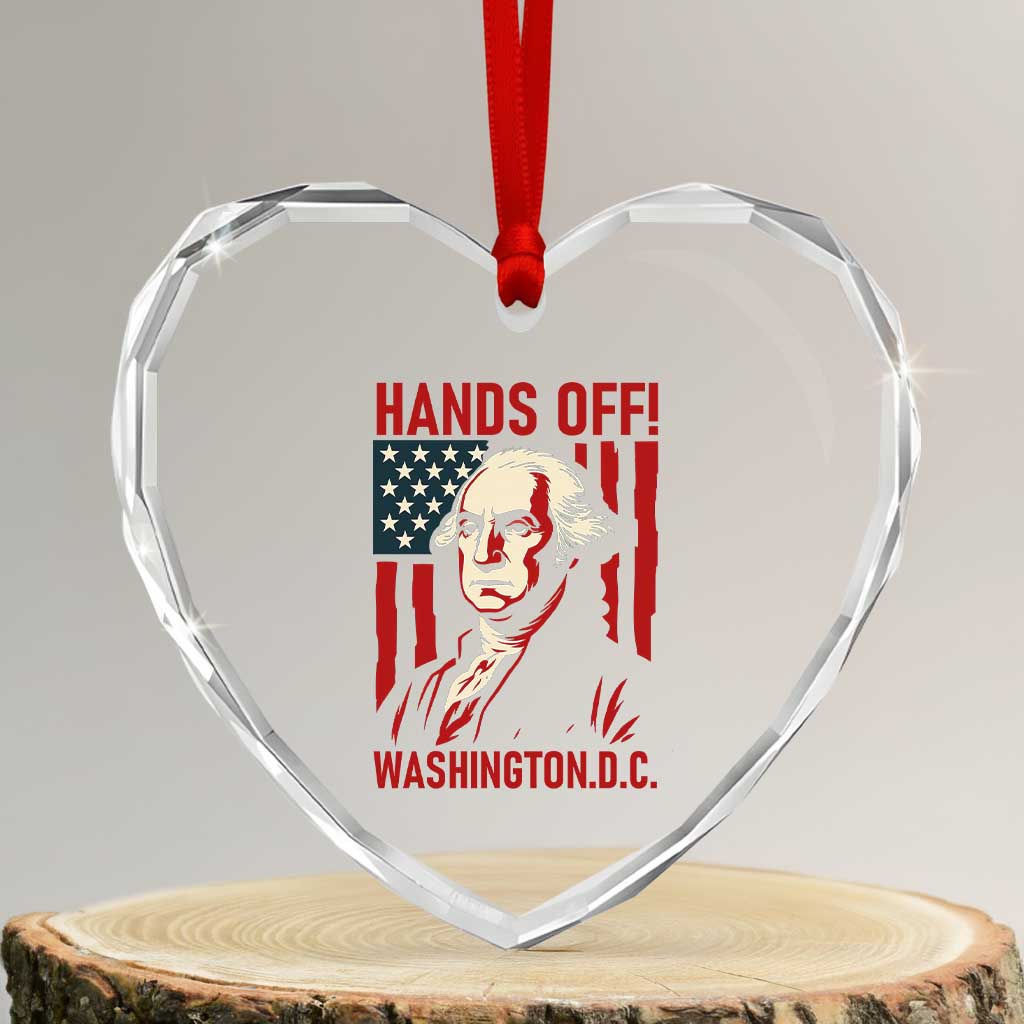 Hands Off DC Patriotic Heart Crystal Glass Ornament George Washington American Flag TS02 Transparent Glass 3'' Heart Print Your Wear