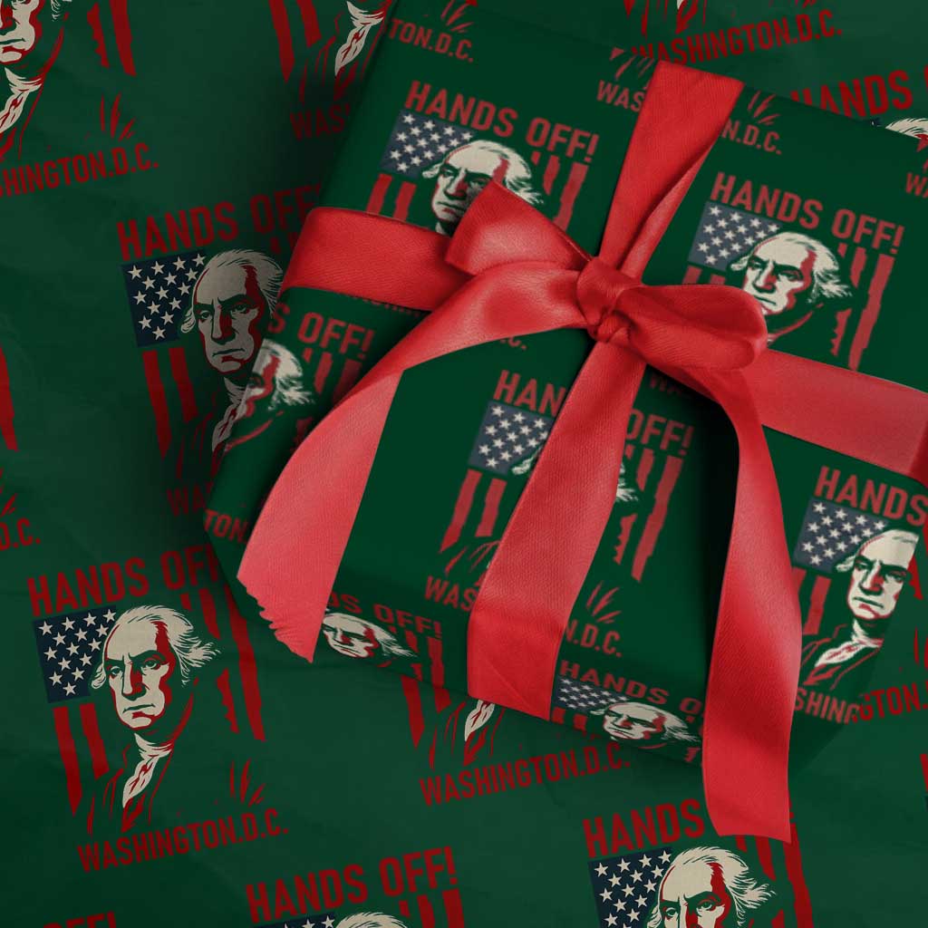 Hands Off DC Patriotic Wrapping Paper Roll George Washington American Flag TS02 Green Print Your Wear