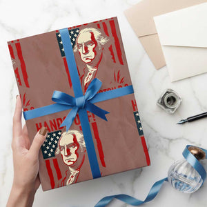 Hands Off DC Patriotic Wrapping Paper Roll George Washington American Flag TS02 Mocha Print Your Wear