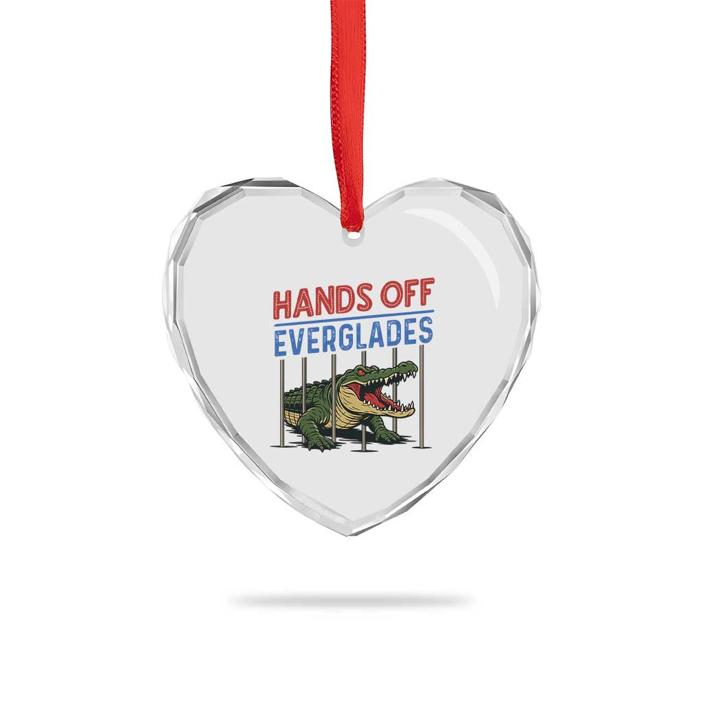 Hands Off Everglades Heart Crystal Glass Ornament Alligator Protest TS02 Print Your Wear