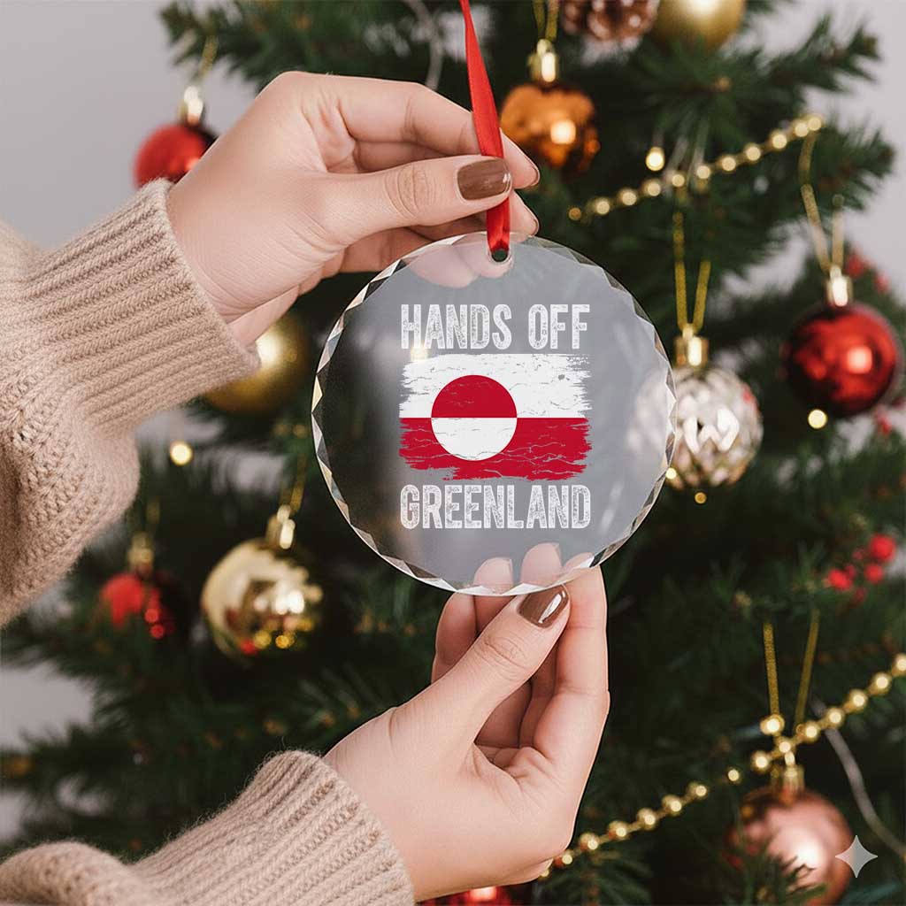 Hands Off Greenland Crystal Glass Ornament Distressed Flag Resist Political Protest TS02 Print Your Wear