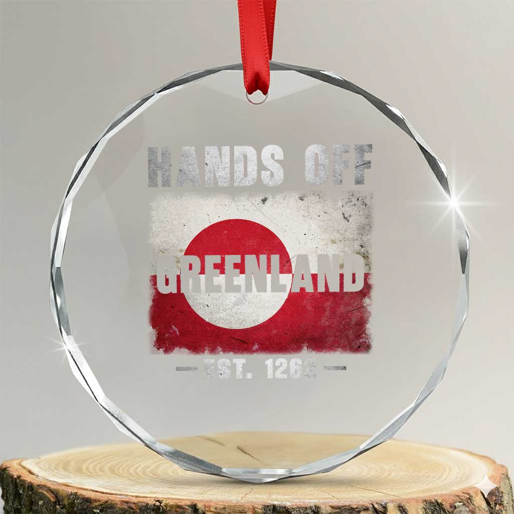 Hands Off Greenland Crystal Glass Ornament Greenland EST 1262 Political Protest TS11 Transparent Glass 3'' Circle Print Your Wear
