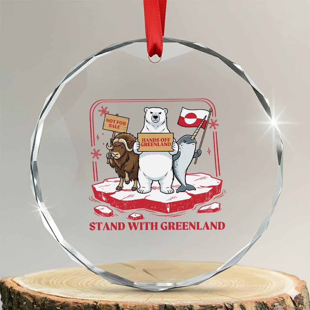 Hands Off Greenland Crystal Glass Ornament Support Greenlander Gift TS12 Transparent Glass 3'' Circle Print Your Wear