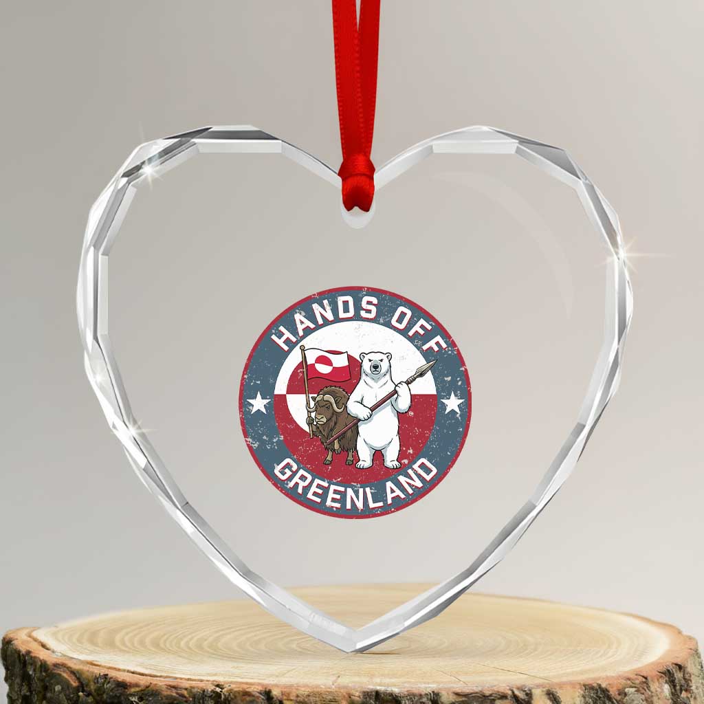 Hands Off Greenland Heart Crystal Glass Ornament Anti Authoritarian Political Gag Gift TS12 Transparent Glass 3'' Heart Print Your Wear