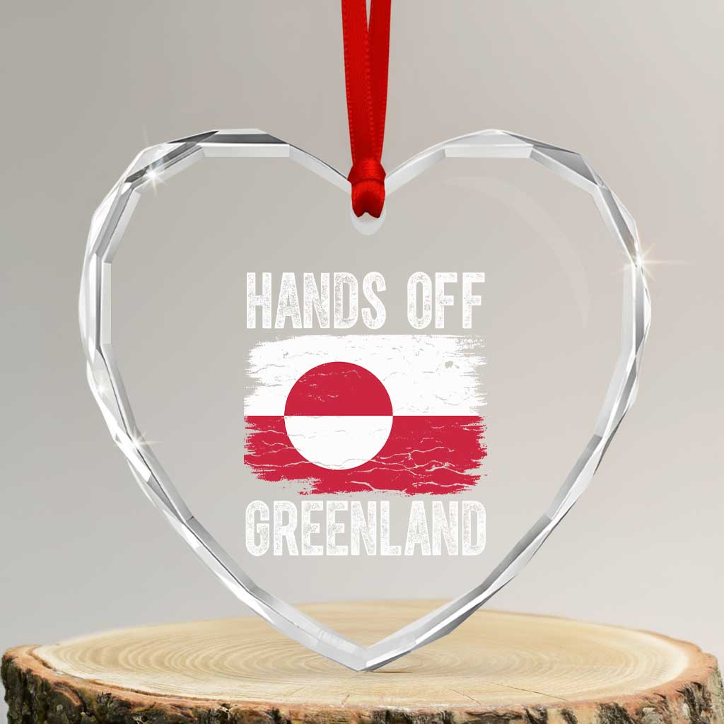 Hands Off Greenland Heart Crystal Glass Ornament Distressed Flag Resist Political Protest TS02 Transparent Glass 3'' Heart Print Your Wear