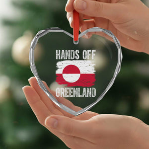 Hands Off Greenland Heart Crystal Glass Ornament Distressed Flag Resist Political Protest TS02 Print Your Wear