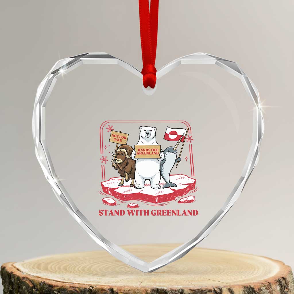 Hands Off Greenland Heart Crystal Glass Ornament Support Greenlander Gift TS12 Transparent Glass 3'' Heart Print Your Wear