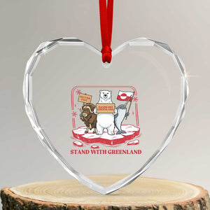Hands Off Greenland Heart Crystal Glass Ornament Support Greenlander Gift TS12 Transparent Glass 3'' Heart Print Your Wear