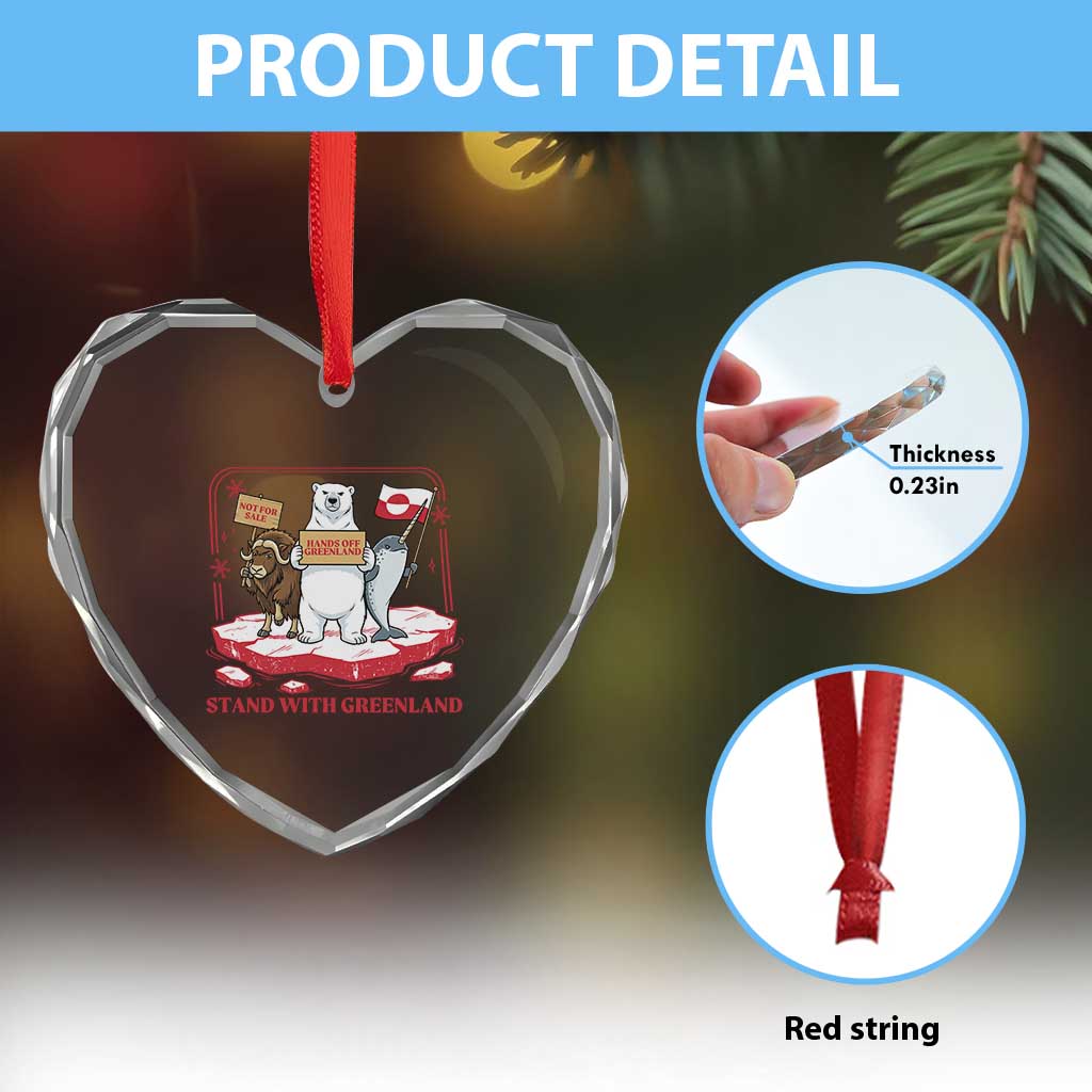 Hands Off Greenland Heart Crystal Glass Ornament Support Greenlander Gift TS12 Print Your Wear