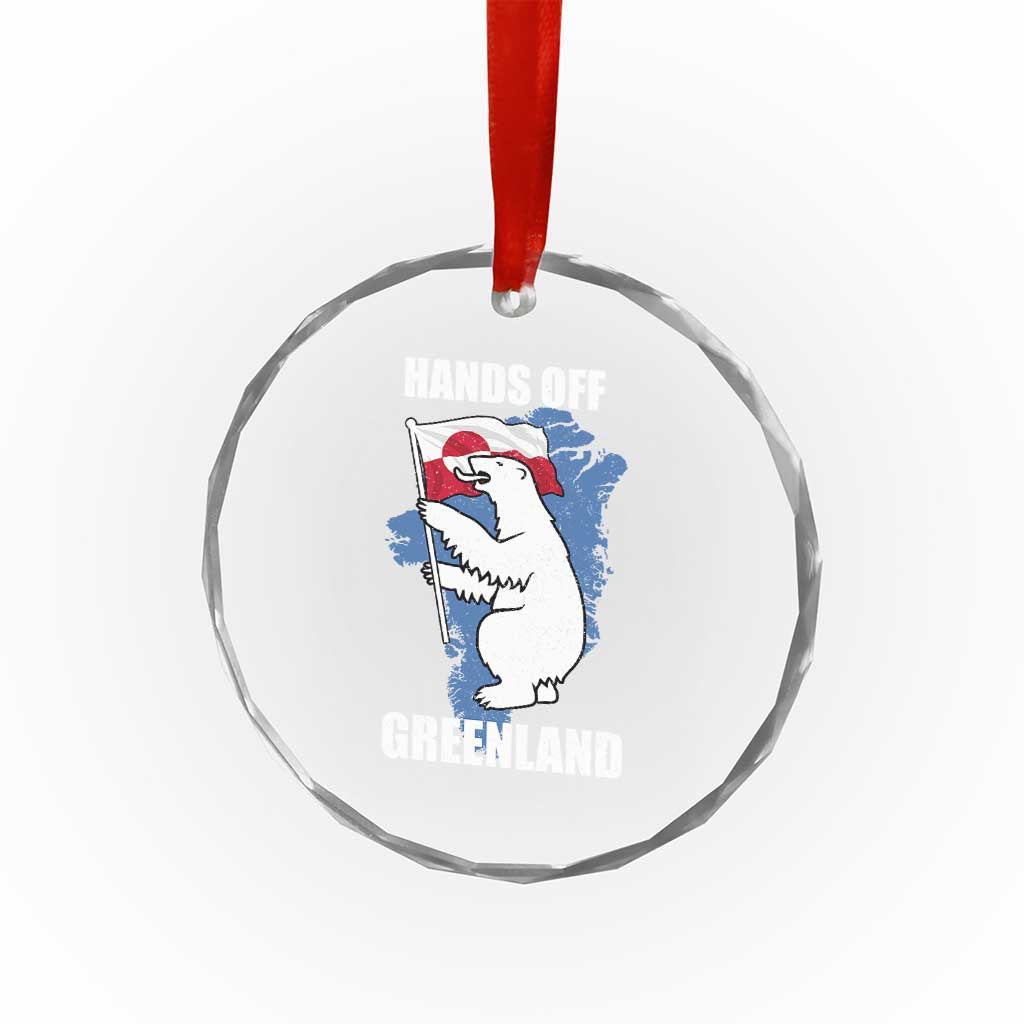 Hands Off Greenland Protest Crystal Glass Ornament Support Greenland Bear Holding Flag TS11 Print Your Wear