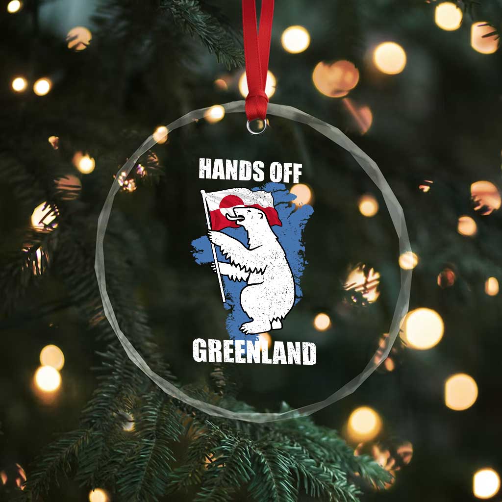 Hands Off Greenland Protest Crystal Glass Ornament Support Greenland Bear Holding Flag TS11 Print Your Wear