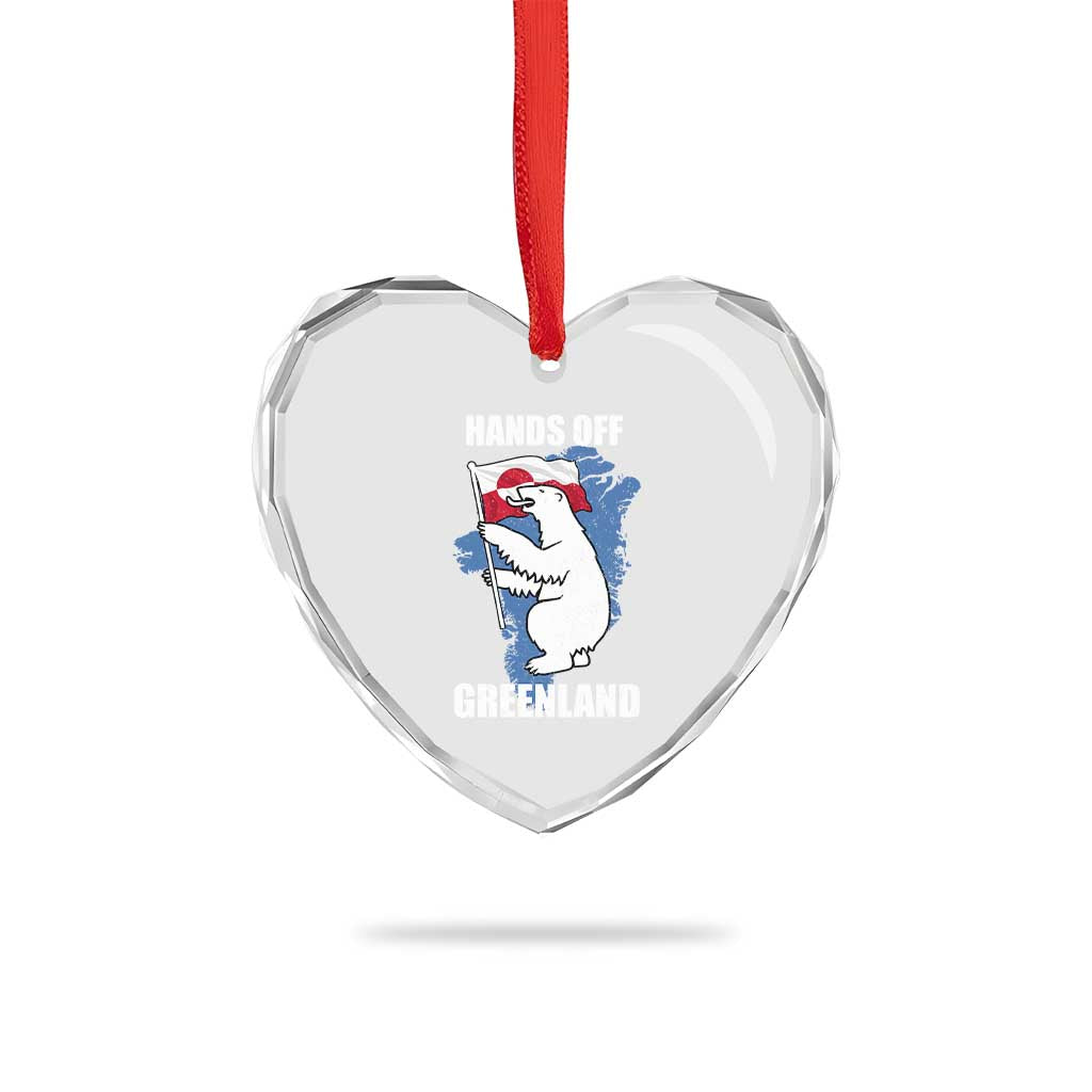 Hands Off Greenland Protest Heart Crystal Glass Ornament Support Greenland Bear Holding Flag TS11 Print Your Wear