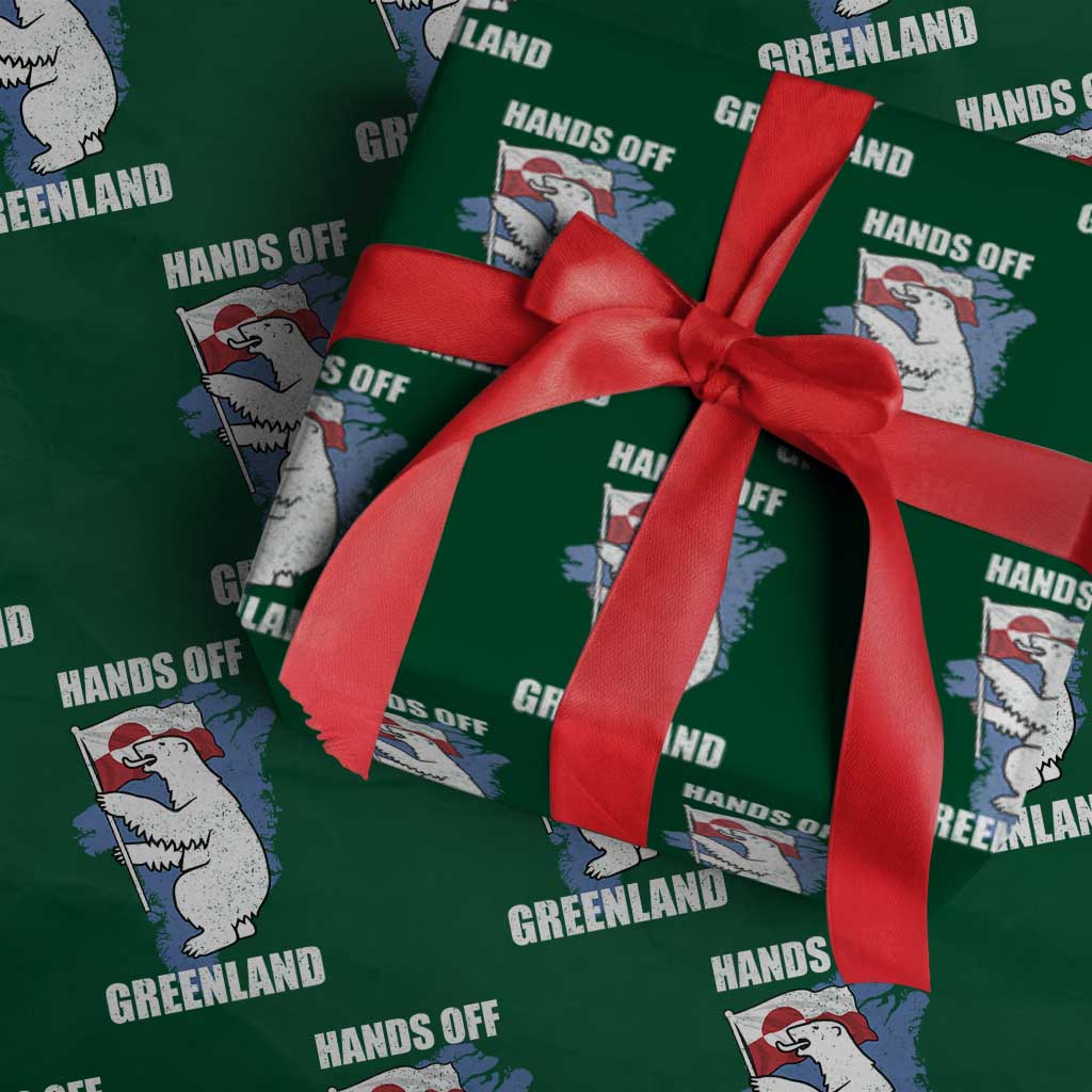 Hands Off Greenland Protest Wrapping Paper Roll Support Greenland Bear Holding Flag TS11 Green Print Your Wear