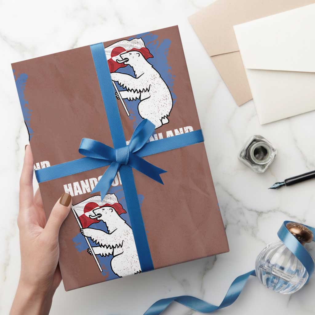 Hands Off Greenland Protest Wrapping Paper Roll Support Greenland Bear Holding Flag TS11 Mocha Print Your Wear