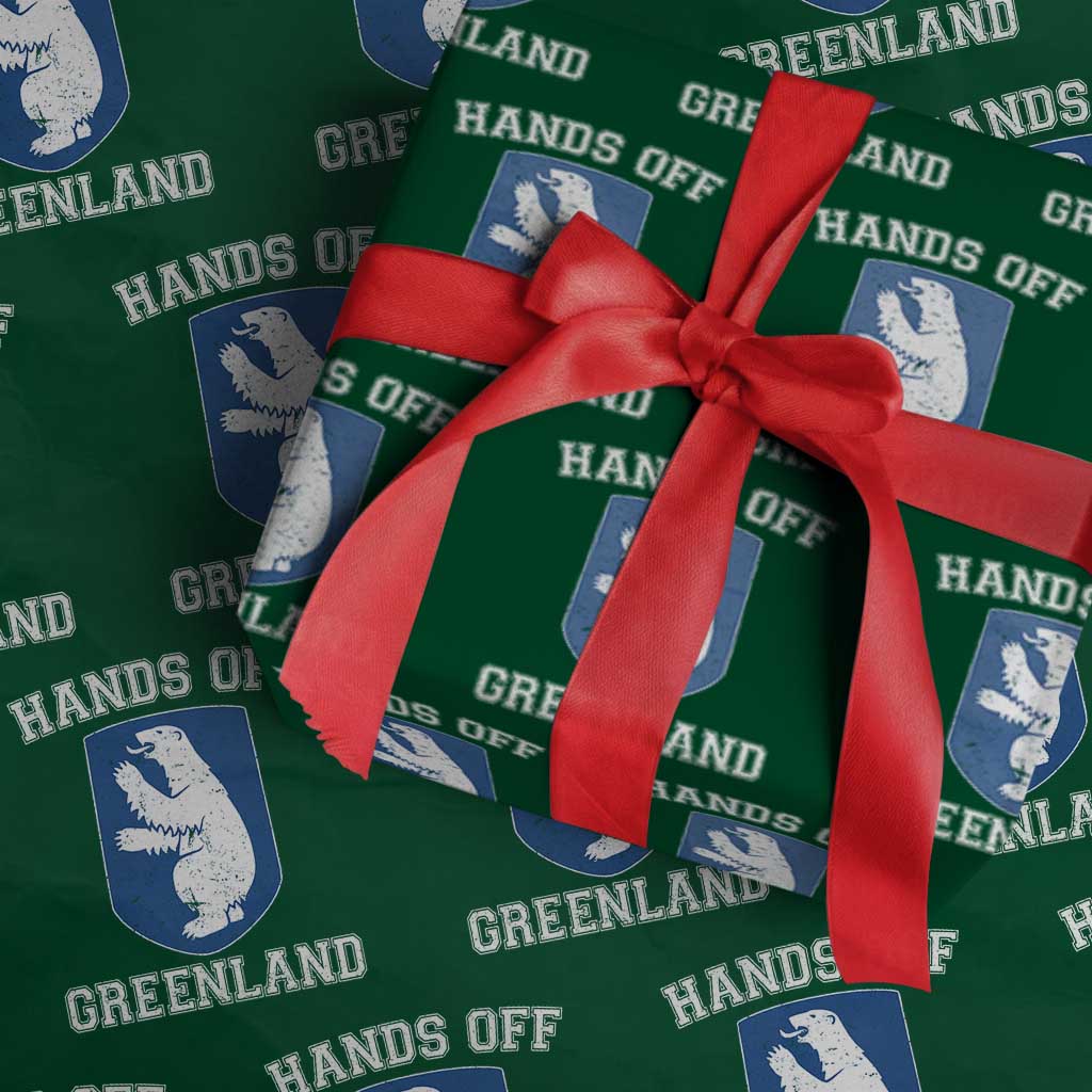 Hands Off Greenland Wrapping Paper Roll Polar Bear Vintage Political Protest TS10 Green Print Your Wear