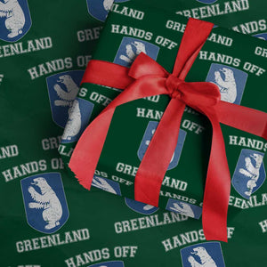 Hands Off Greenland Wrapping Paper Roll Polar Bear Vintage Political Protest TS10 Green Print Your Wear