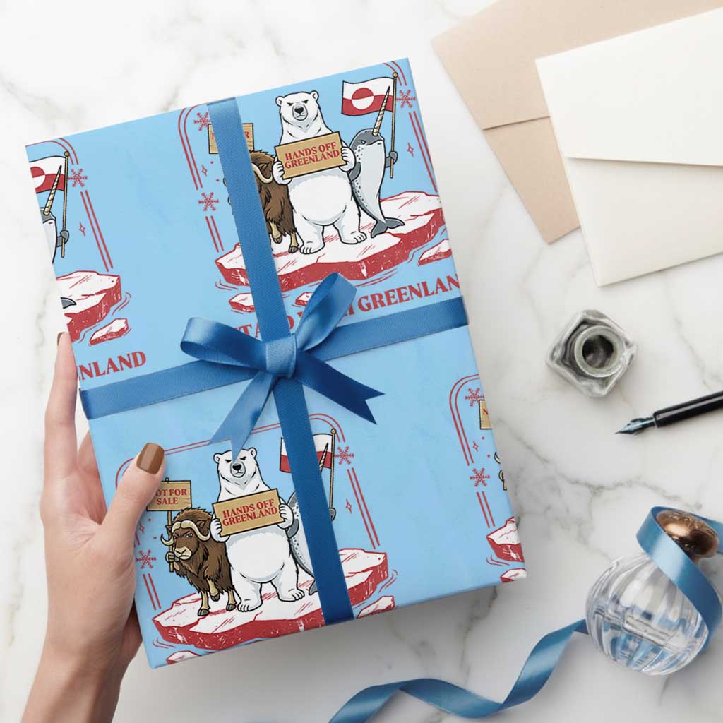 Hands Off Greenland Wrapping Paper Roll Support Greenlander Gift TS12 Light Blue Print Your Wear