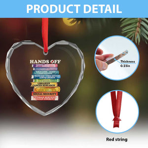 Hands Off Heart Crystal Glass Ornament Social Security And Medicare Protest Colorful Books TS11 Print Your Wear