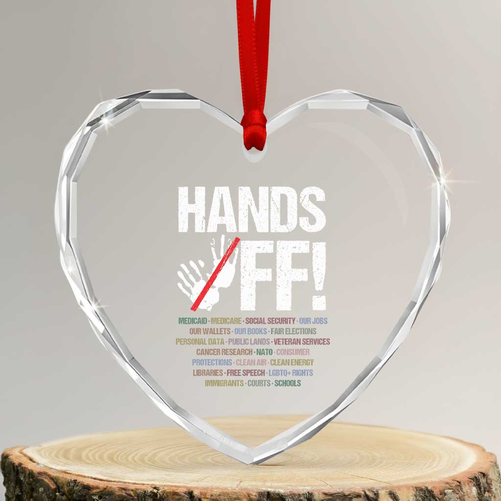 Hands Off Heart Crystal Glass Ornament Social Security And Medicare Protest Vintage Hand Print TS11 Transparent Glass 3'' Heart Print Your Wear