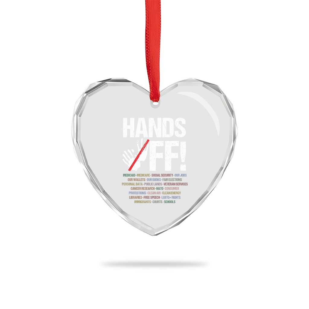 Hands Off Heart Crystal Glass Ornament Social Security And Medicare Protest Vintage Hand Print - Print Your Wear