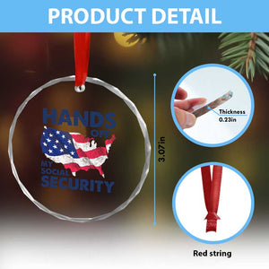 Hands Off My Social Security Crystal Glass Ornament Patriotic USA Retirement Protection American Flag TS02 Print Your Wear